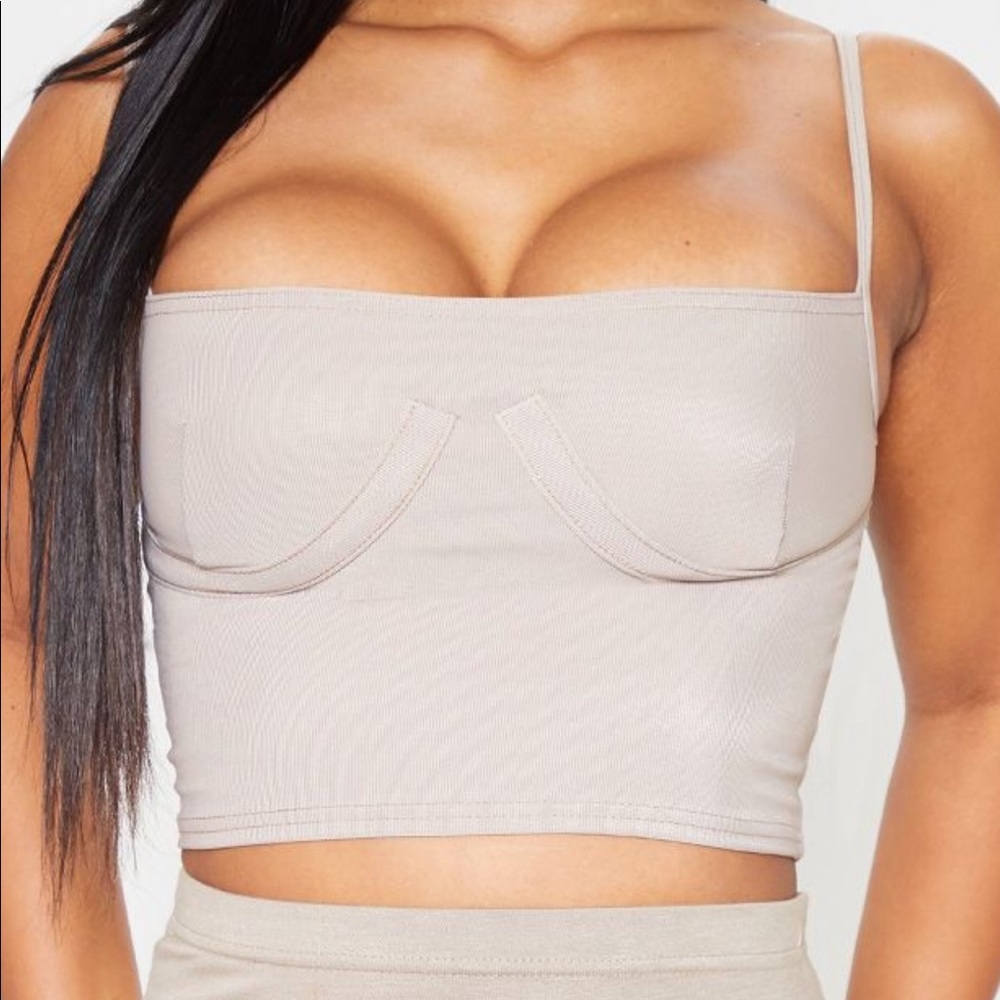 brand new bustier crop top. color: stone